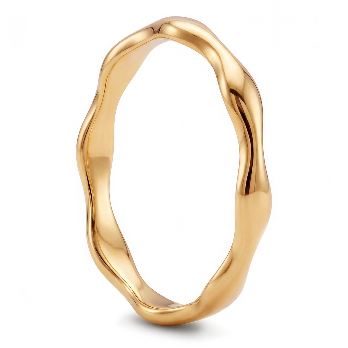 Molten | 4 mm goudkleurige roestvrijstalen golvende ring