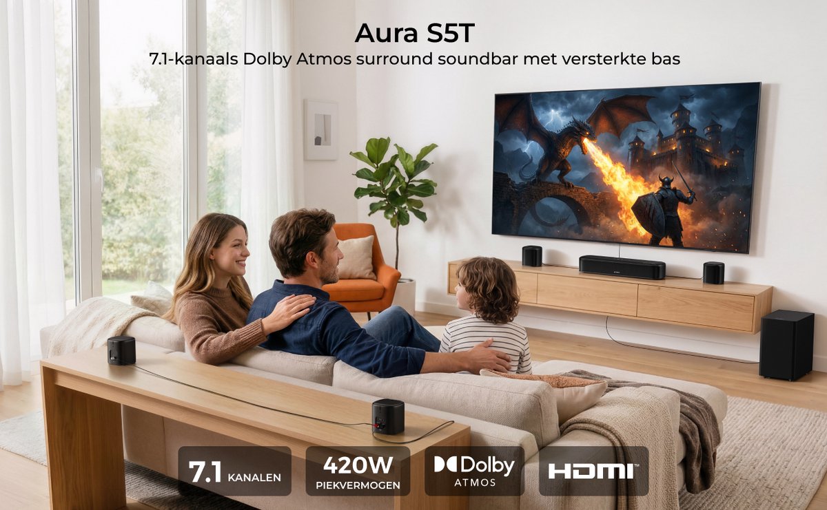 ULTIMEA - 7.1 Soundbar met Dolby Atmos - met 4 Surround - afbeelding 2