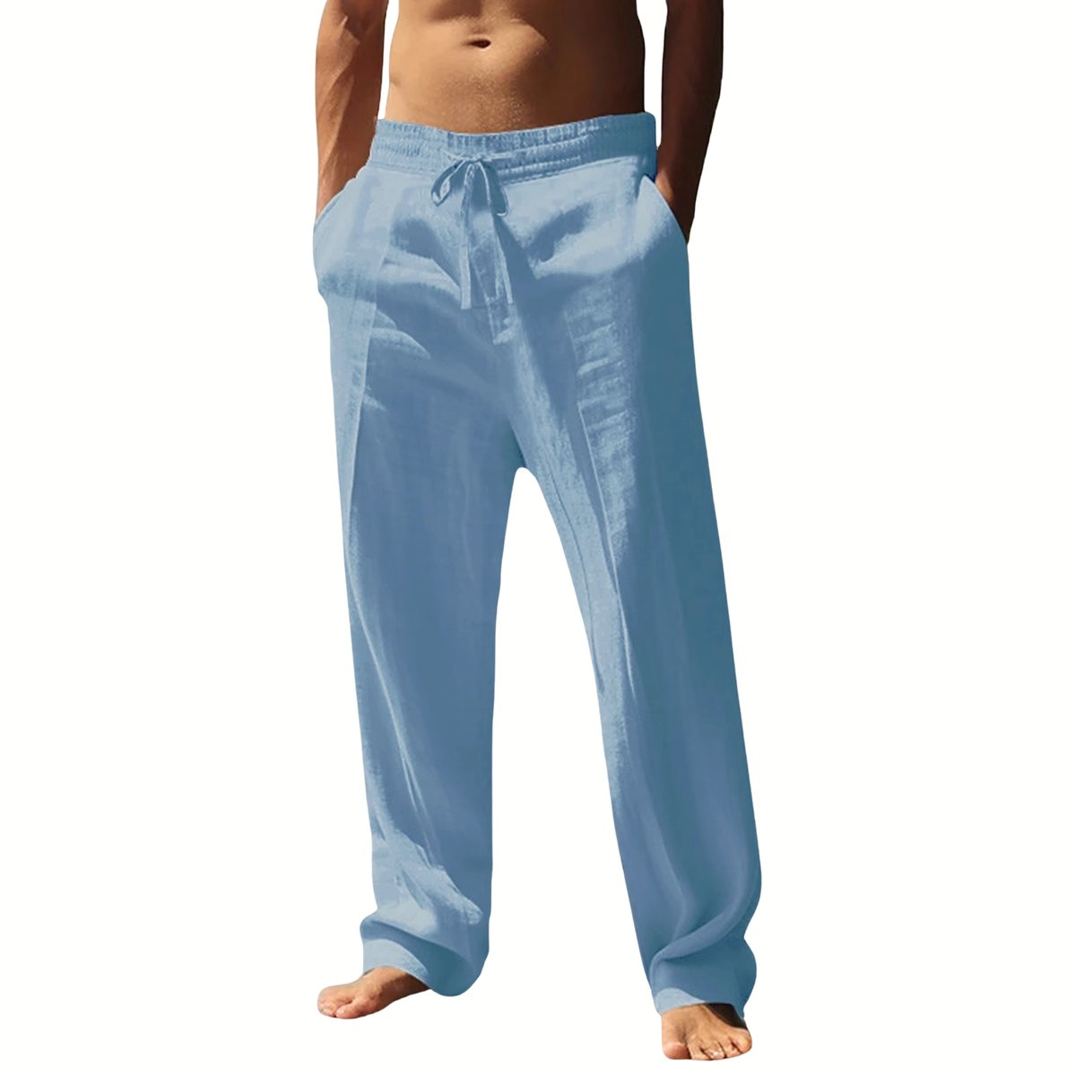 Currero Linnen Broek Heren - Zomerbroek - Volwassenen - Lange Broek - Pantalon - Strandbroek - Zomer - Ibiza Stijl - Hemelsblauw XXL