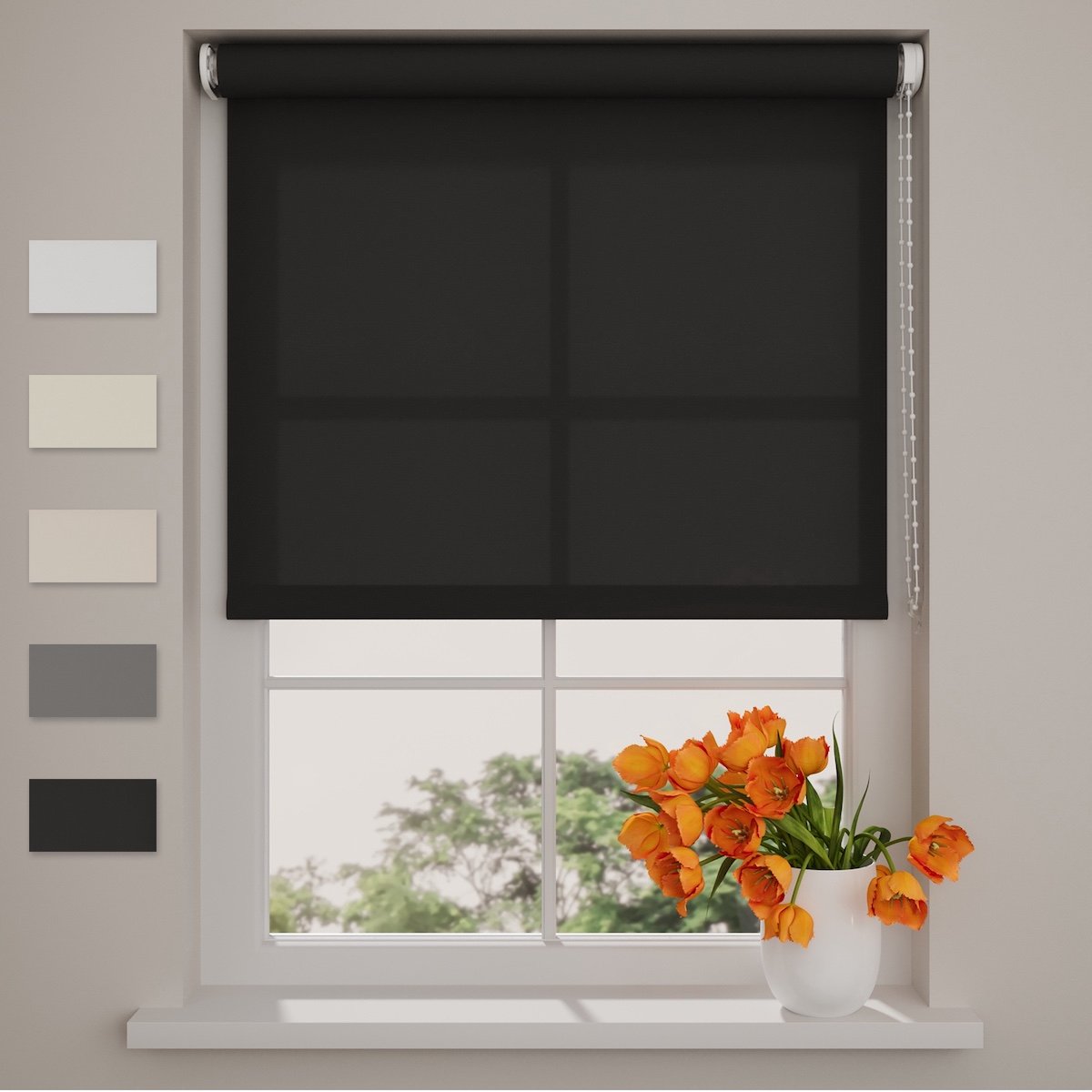 Rolgordijn Easy Lichtdoorlatend - Black - 40 x 190 cm
