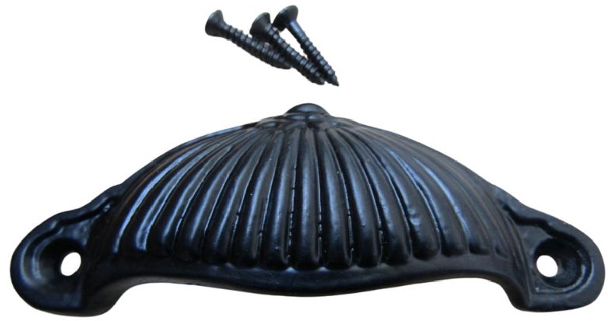 Ridged Cup Pull Handle Black Antique
