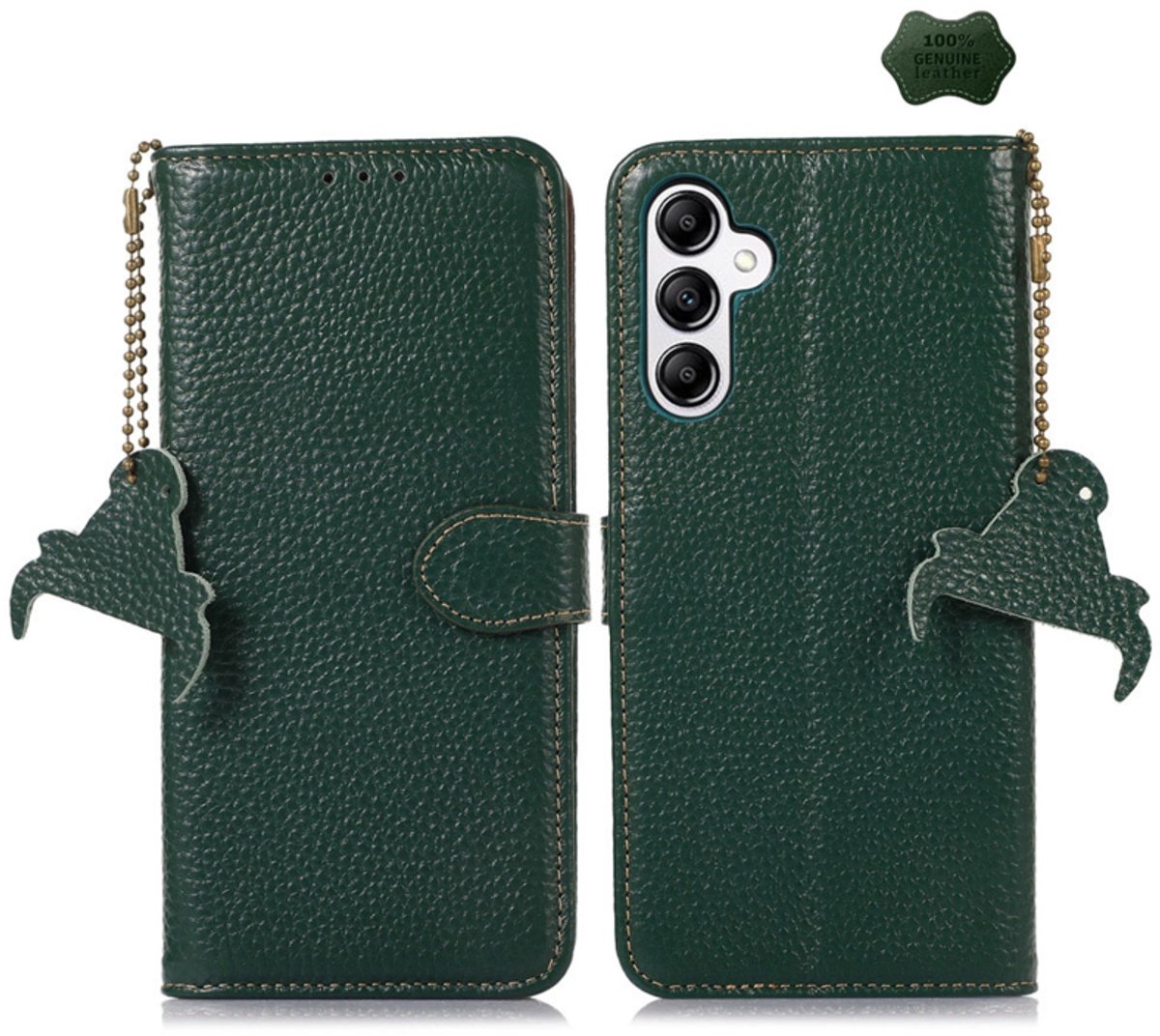 Lederen BoekCover Etui Hoes geschikt voor Samsung Galaxy A37 - A36 - A56 - Groen - V2