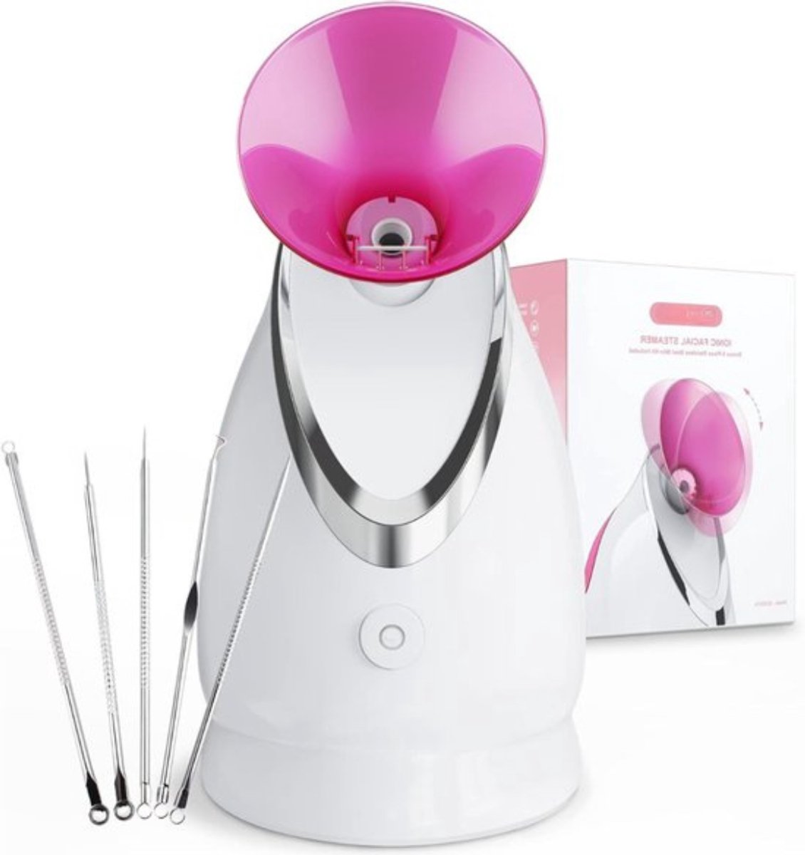 Thuys - Facial Steamer Roze/Wit - Nano-ionische Gezichtsstomer - Inclusief 5 RVS Tools - voor Diepe Reiniging en Hydratatie Thuis