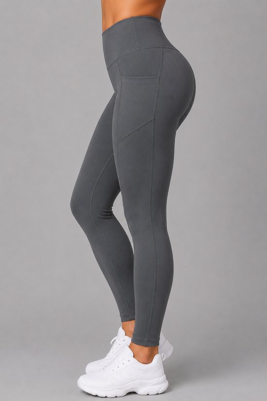 SparkNine Softflex zachte legging met zakken - dames sportlegging - comfy legging - L - grijs - hoge taille - elastisch - zacht materiaal - comfortabel — afbeelding 2