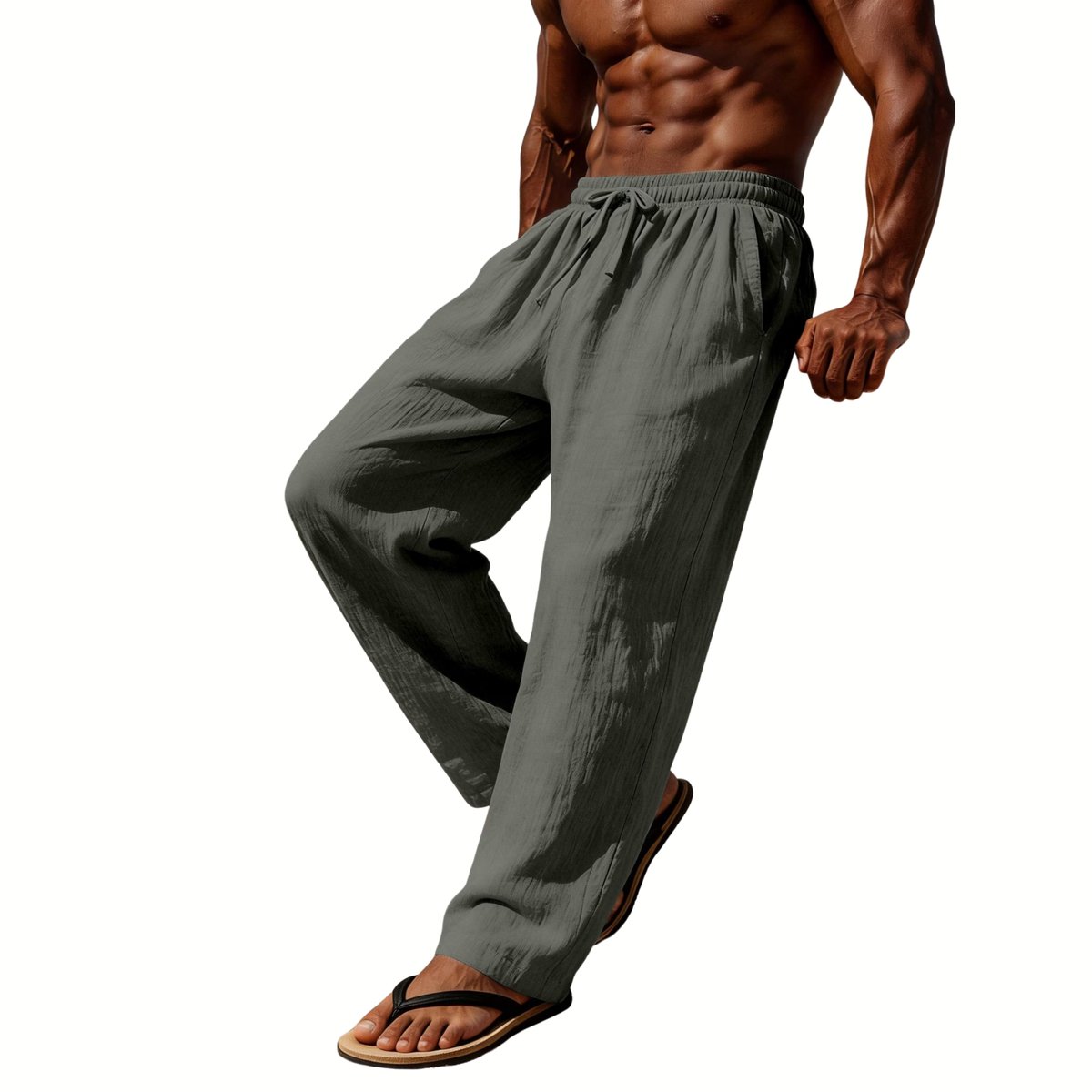 Currero Linnen Broek Heren - Zomerbroek - Volwassenen - Lange Broek - Pantalon - Strandbroek - Zomer - Ibiza Stijl - Grijs XXXL