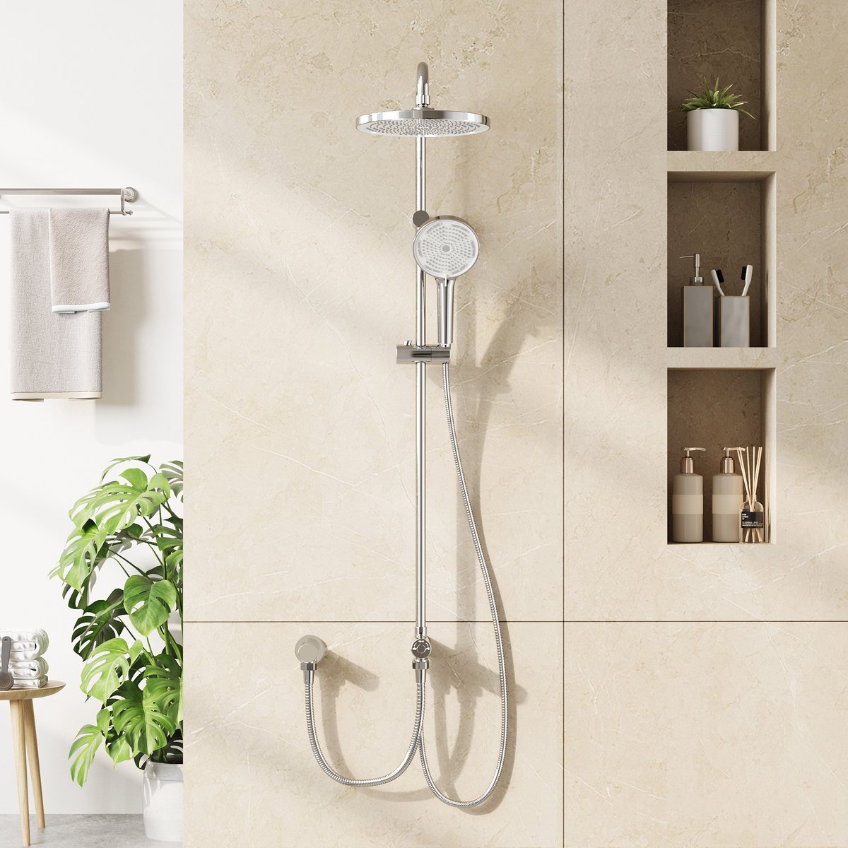 Moderne regendouche set - 25 cm ronde roestvrijstalen hoofddouche en handdouche - verstelb
