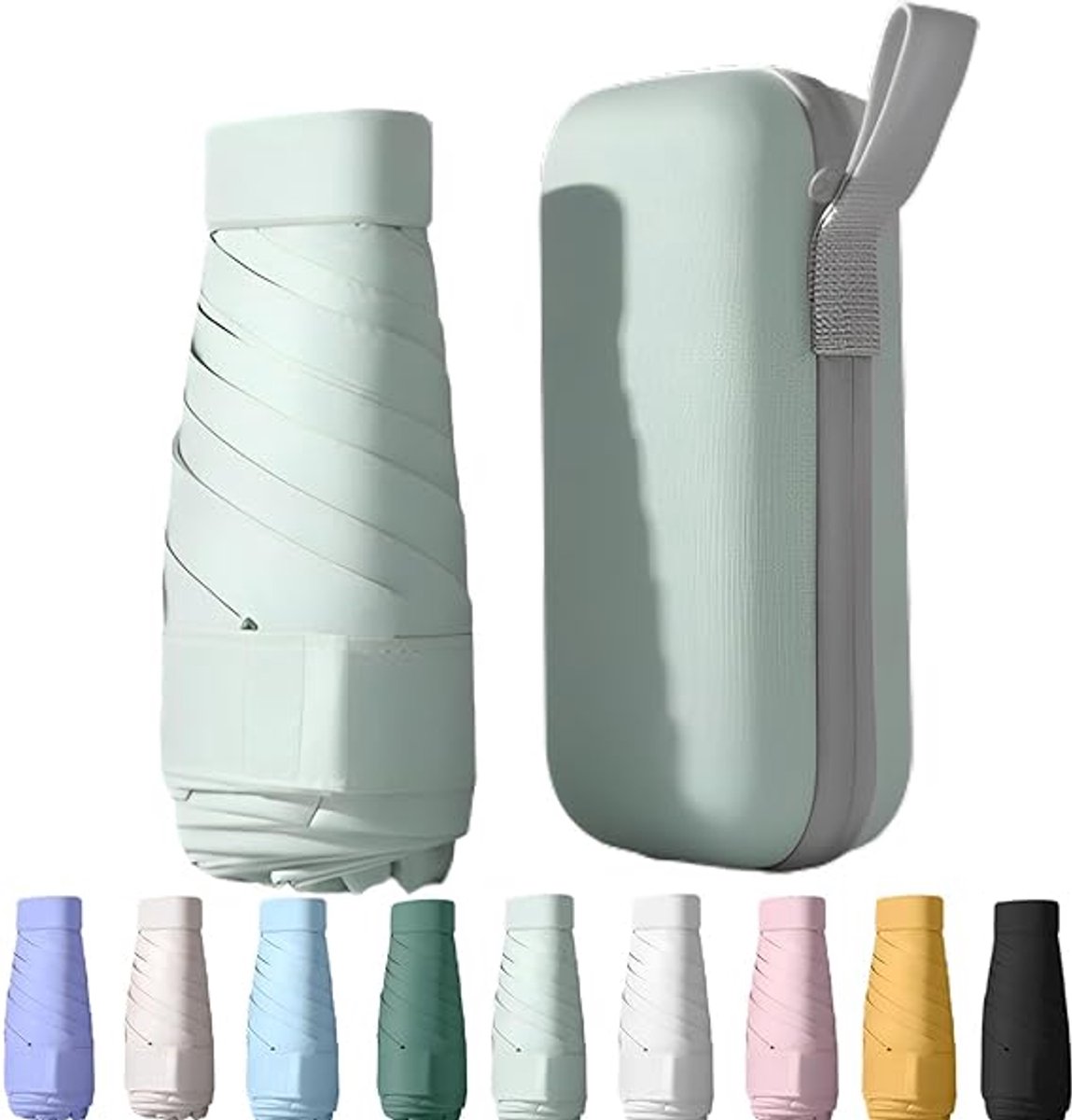 COOAU - UPF50+ mini reis parasol met beschermhoes, kleine compacte UV-blokkerende paraplu tegen de zon, lichtgewicht draagbare zonnescherm windbestendig