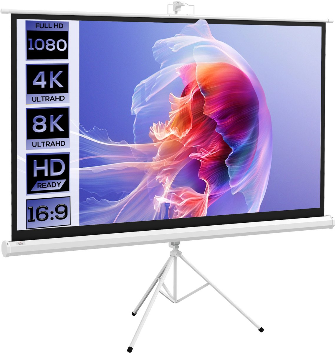 HOMCOM Projectiescherm Kunststof, Metaal 200L x 8B x 118H cm Wit