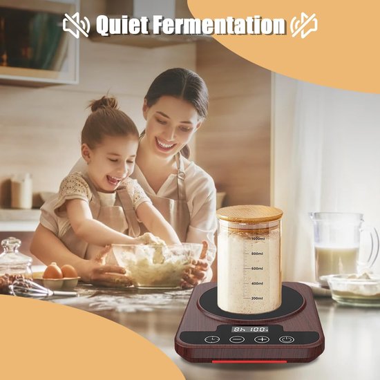 Fermentatieverwarmer - Verwarmingsmat voor Zuurdesemstarter - Nauwkeurige Temperatuurregeling - Zuurdesem - Thermostaat - Met 12-Uurs Timer - Nauwkeurige Thermostaatregeling (70-100°F) - Slimme Geheugenfunctie - Geschikt voor Potten Tot 40 Oz — afbeelding 5