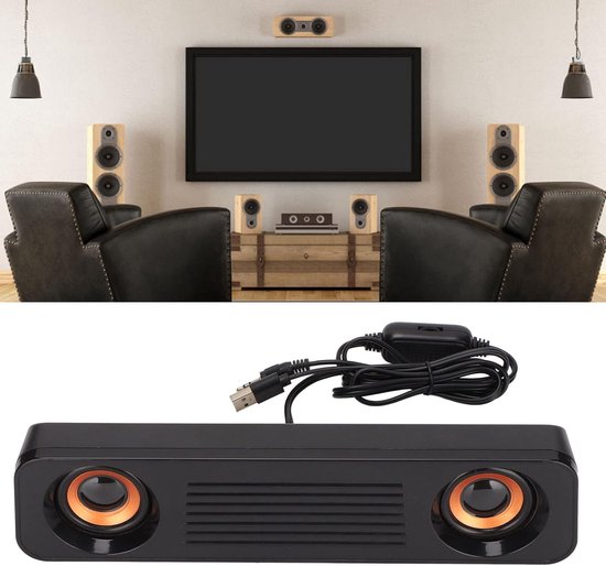 Draadloze Mini-soundbar - Desktopluidspreker Hifi - Muziek Luisteren - 360 Graden Stereo - Compact Formaat - Zwart — afbeelding 2
