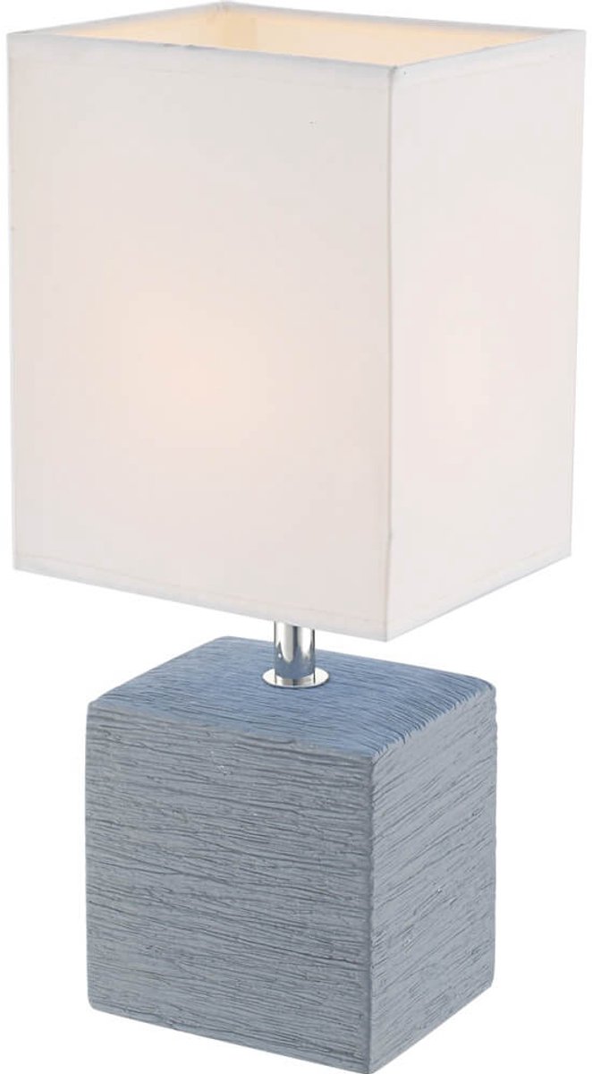 Decoratieve tafellamp keramiek grijs stoffen kap wit GERI
