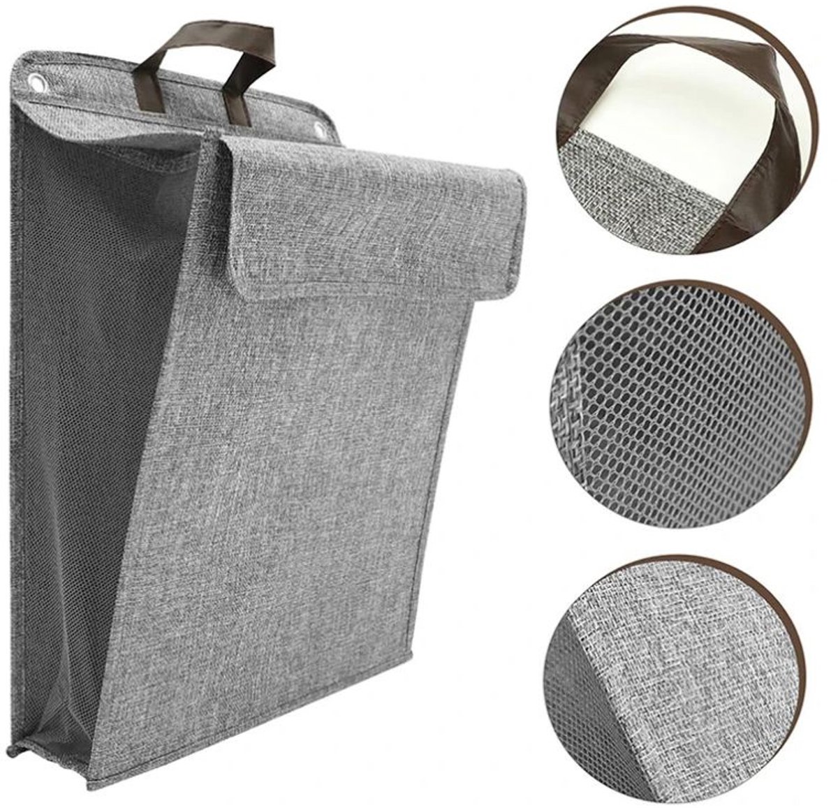 Hangende Wasmand – Opvouwbare Waszak voor Deur of Wand – Ruimtebesparend – Grijs