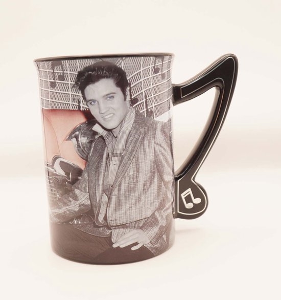 Elvis Presley op bank met handvat van een muzieknoot - Mok van Elvis Presley - Mok met handvat muzieknoot - grote drinkbeker - official license koffiebeker van Elvis Presley - beker van een bekende zanger