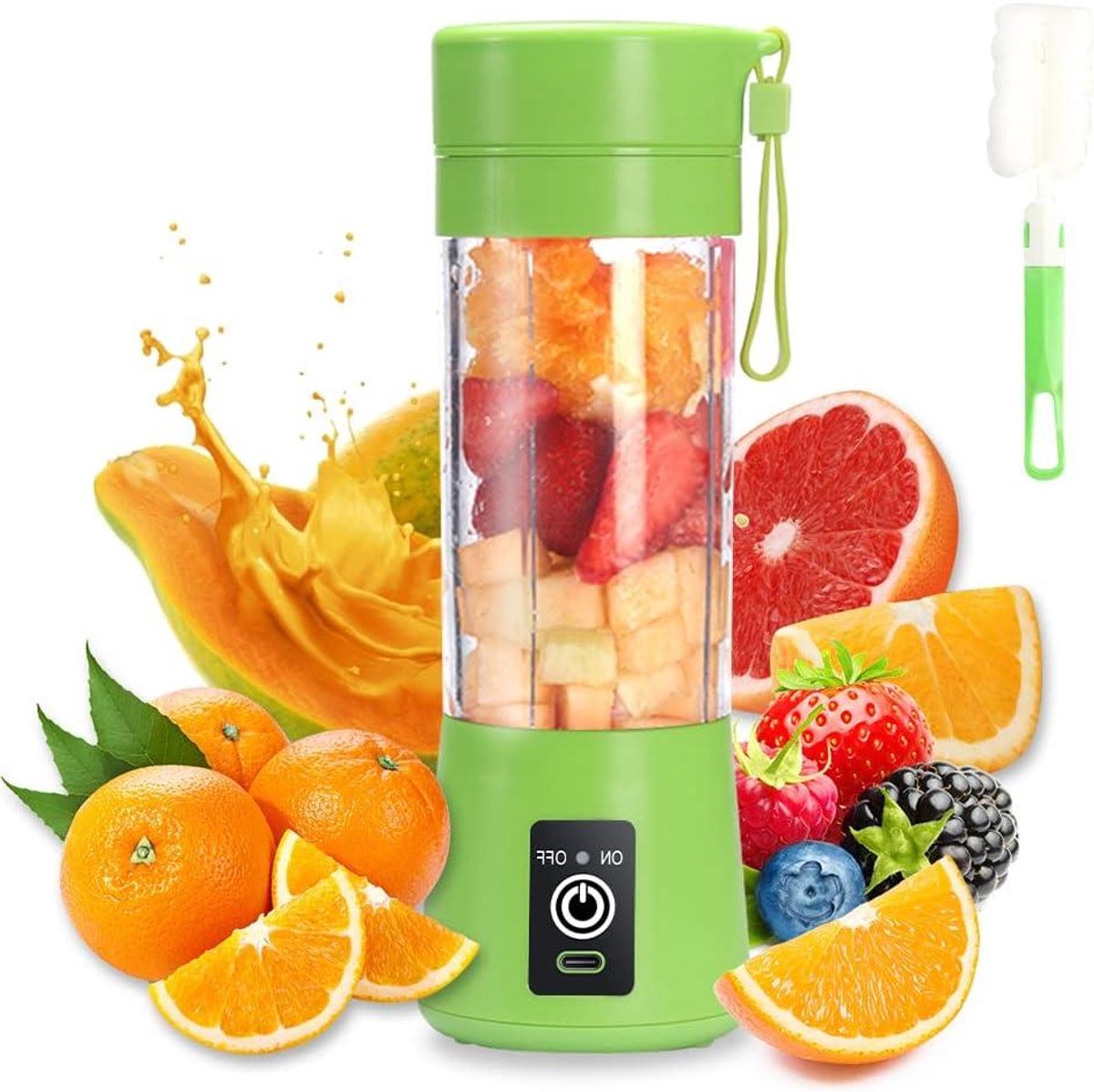 Draagbare Blender - Mini Mixer Smoothie - Gezonde Drankjes Maken - Zes 3D Messen - 380 ml - Groen
