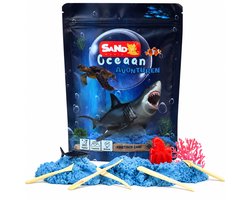 Sand Mania® kinetisch zand - Oceaan editie - 500 G Blauw – Sensorisch Speelzand met Vormpjes
