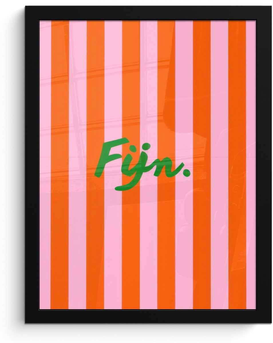 FrameYourWall Poster in lijst - Fotolijst 30x40 cm - Posters - Patroon - Oranje - Fijn - Strepen - Posterlijst zwart - Decoratie - Wanddecoratie woonkamer - Muurdecoratie slaapkamer