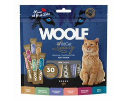 Woolf - WildCat-Premium complemetaire soft snack voor katten - 30 st - 6 smaken - 100% natuurlijk - geen bewaarmiddelen, geen kleurstoffen geen conserveermiddelen