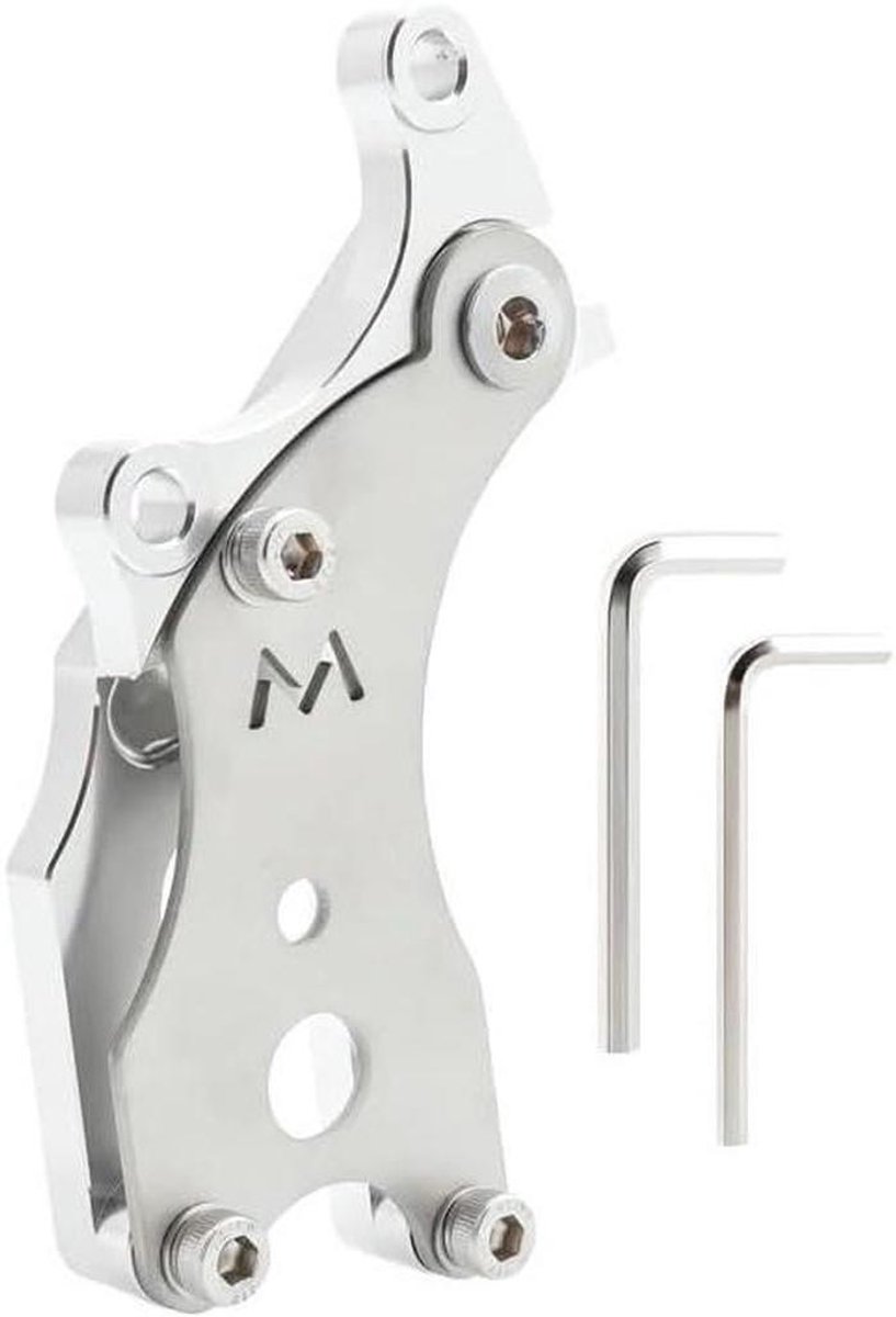 Fiets Remadapter - Schijfrem Houder - Racefiets Upgrade - Aluminium Staal - 120x51x44mm - Zilver
