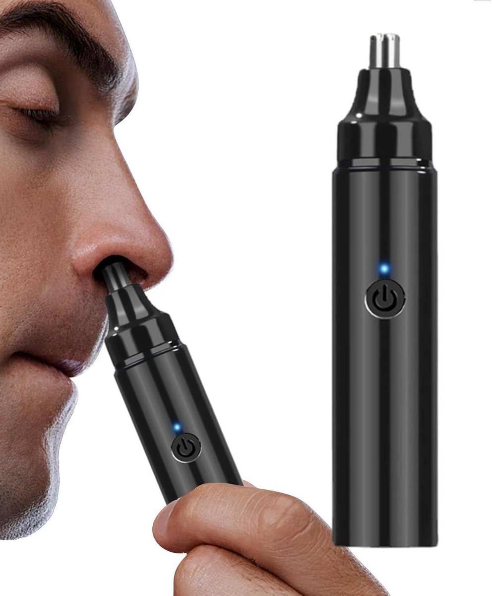 Neustrimmer Elektrisch - Gezichts Haar Trimmer - Persoonlijke Verzorging - Dubbele Snijrand Systeem - 77 gram - Zilver