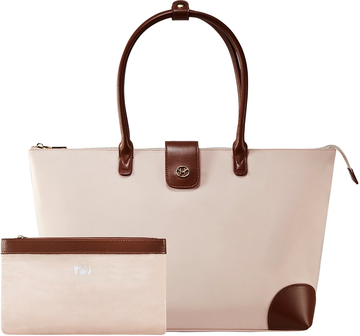 Victoria Hyde New Work "Eva" - gebroken wit - Dames Tas - dames Tote Bag - Zakelijke laptoptas - Geschikt voor een 14-inch laptop - Nylon materiaal - Met afneembaar make-uptasje - Ideaal voor school- of werktas