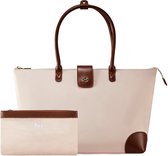 Victoria Hyde New Work "Eva" - gebroken wit - Dames Tas - dames Tote Bag - Zakelijke laptoptas - Geschikt voor een 14-inch laptop - Nylon materiaal - Met afneembaar make-uptasje - Ideaal voor school- of werktas