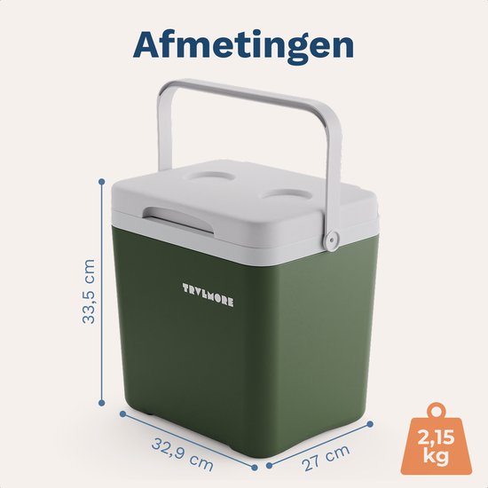 TRVLMORE Koelbox 14L - 47 Uur Koeling - Frigobox - Inclusief 2 Koelelementen - Koelbox Klein - Groen van Merkloos — afbeelding 5