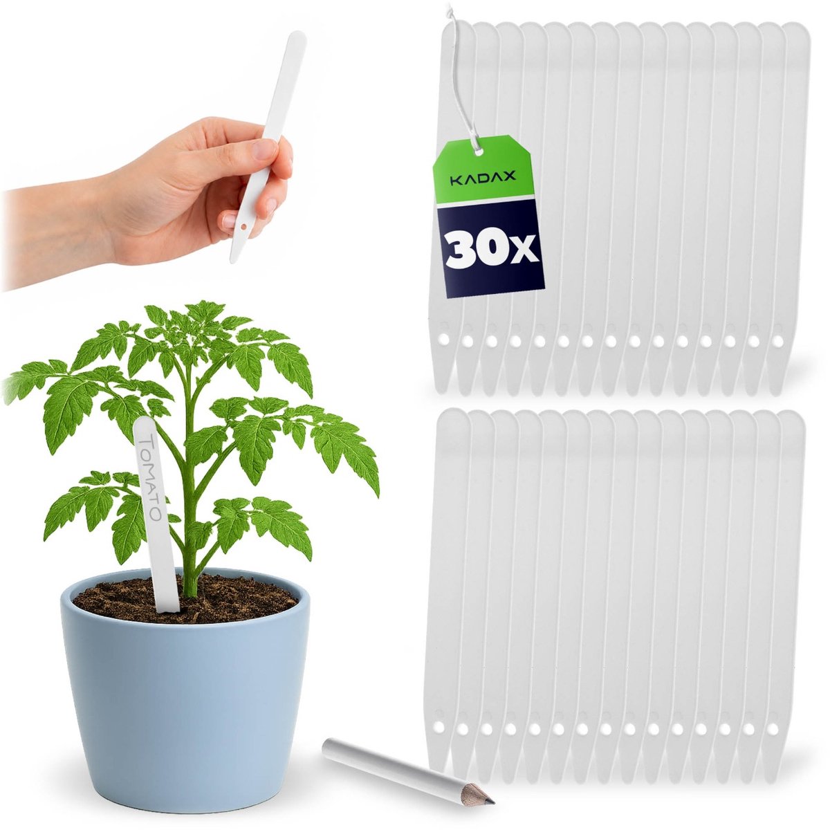 KADAX Pflanzenschilder aus Kunststoff 30 Stück, Wetterfest Pflanzenstecker zum Beschriften, Gartenschilder, Pflanzschilder, Beschriftungsschilder, Kräuterschilder