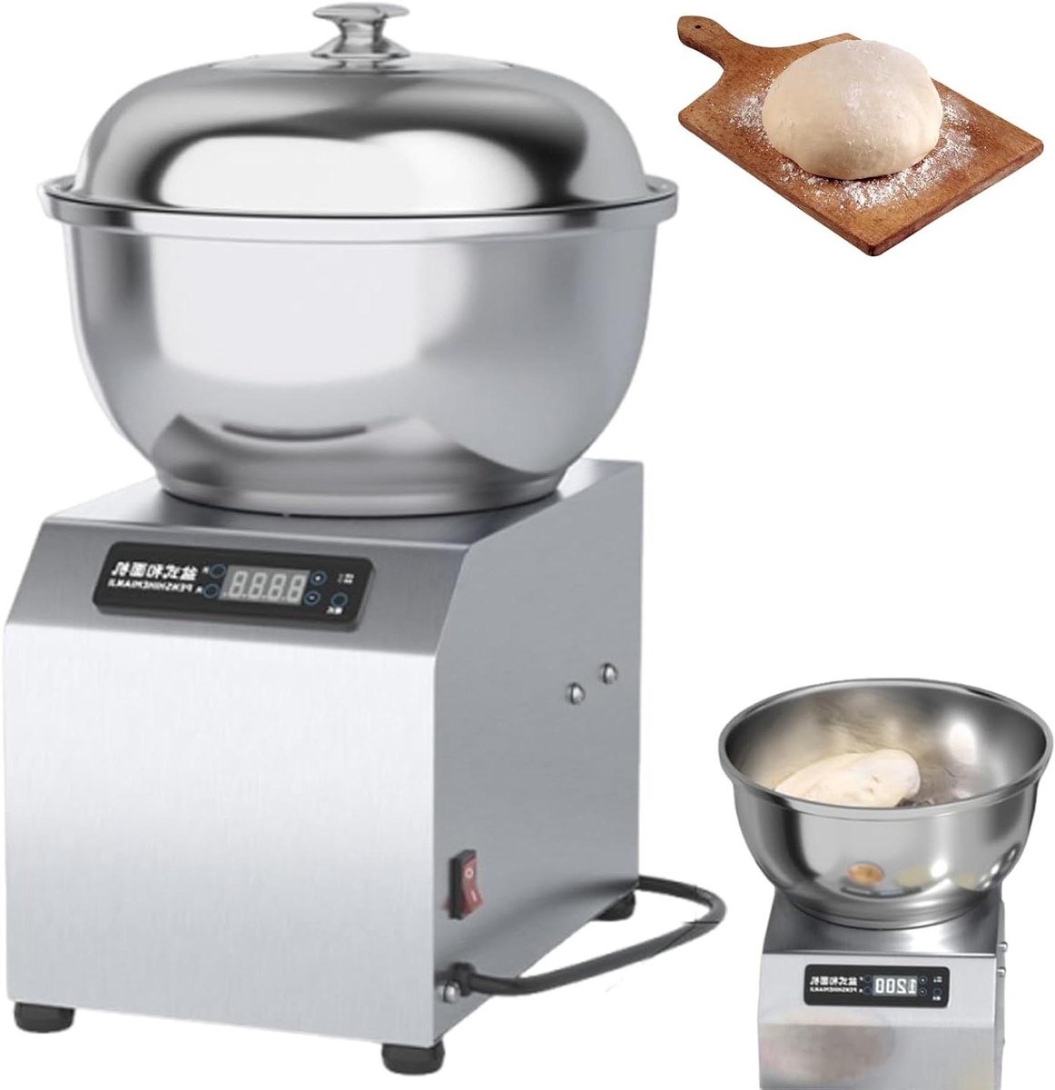 Commerciële Deegmixer - Bloemmengmachine Deegmachine - Brood en Pizza Maken - Dubbele Rotatie Motor - 5 kg Capaciteit - Zilver