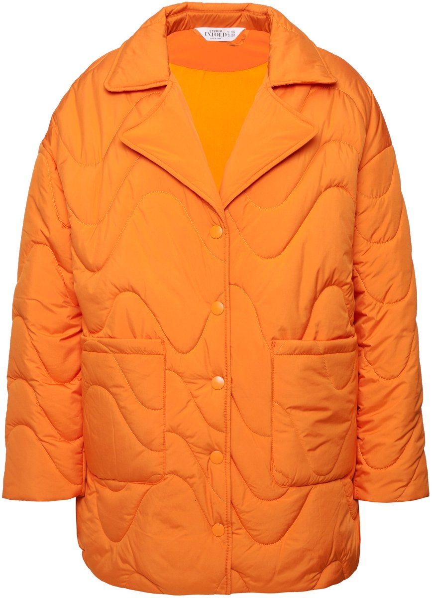 Studio Untold - Dames - Gewatteerde jas loose shap golvend stiksel reverskraag - Oranje - Maat 50+