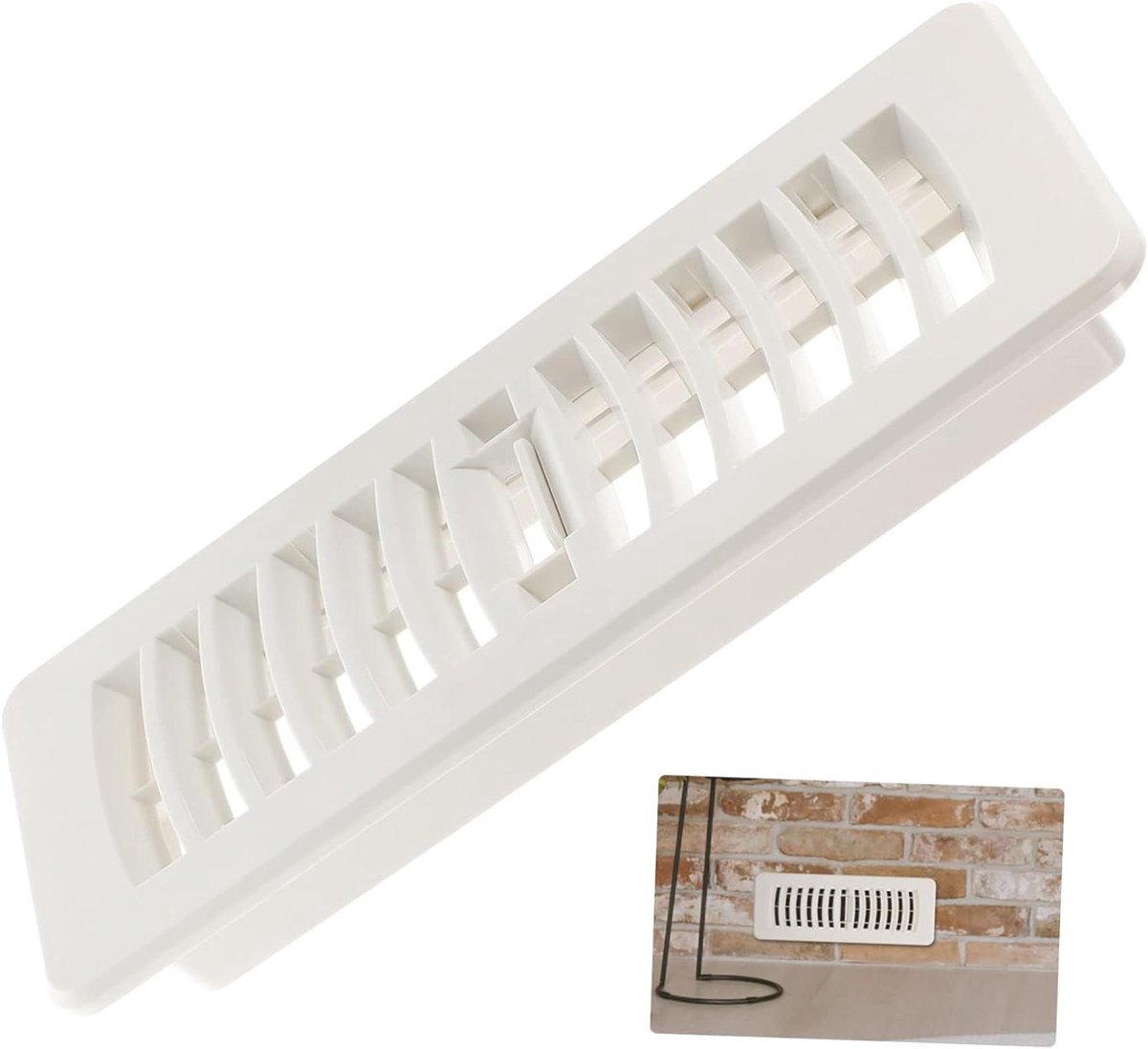 Vloerrooster - Ventilatiekap - Luchtstroom Regelen - Verstelbare Sluiting - 28x10 cm - Wit
