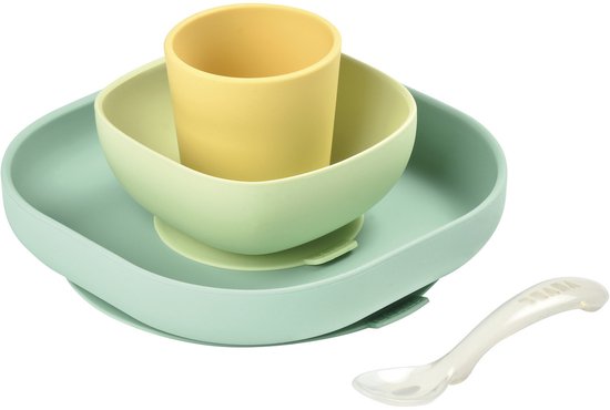 Béaba - Silicone maaltijdset - Kinderservies - 4-delig - Groen/geel van Beaba — afbeelding 3