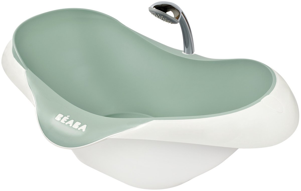 Béaba Camele'O Bad - Compact 29L Babybad met Afvoerplug - Ergonomisch & Antislip Bad - Met Douchekop Steun - Vanaf 0 Maanden - Gemaakt in Frankrijk - Groen