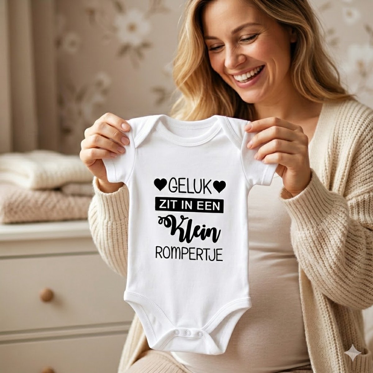 Baby romper met tekst- geluk zit in een klein rompertje ( Let the adventure begin ) baby 2026 2027 - Zwangerschapsaankondiging / bekendmaking Zwanger, kraamcadeau, rompertje met tekst, aanstaande mama of papa| maat 56