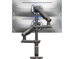 Dubbele Monitor Arm - Schermhouder - Bureau Organisatie - Extra Hoge Paal - Tot 49 Inch - Zwart