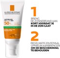 La Roche-Posay Anthelios UVMune 400 tube met SPF50+. Tekst: Breng de zonnebrand aan kort voordat je in de zon gaat. Regelmatig en royaal aanbrengen.