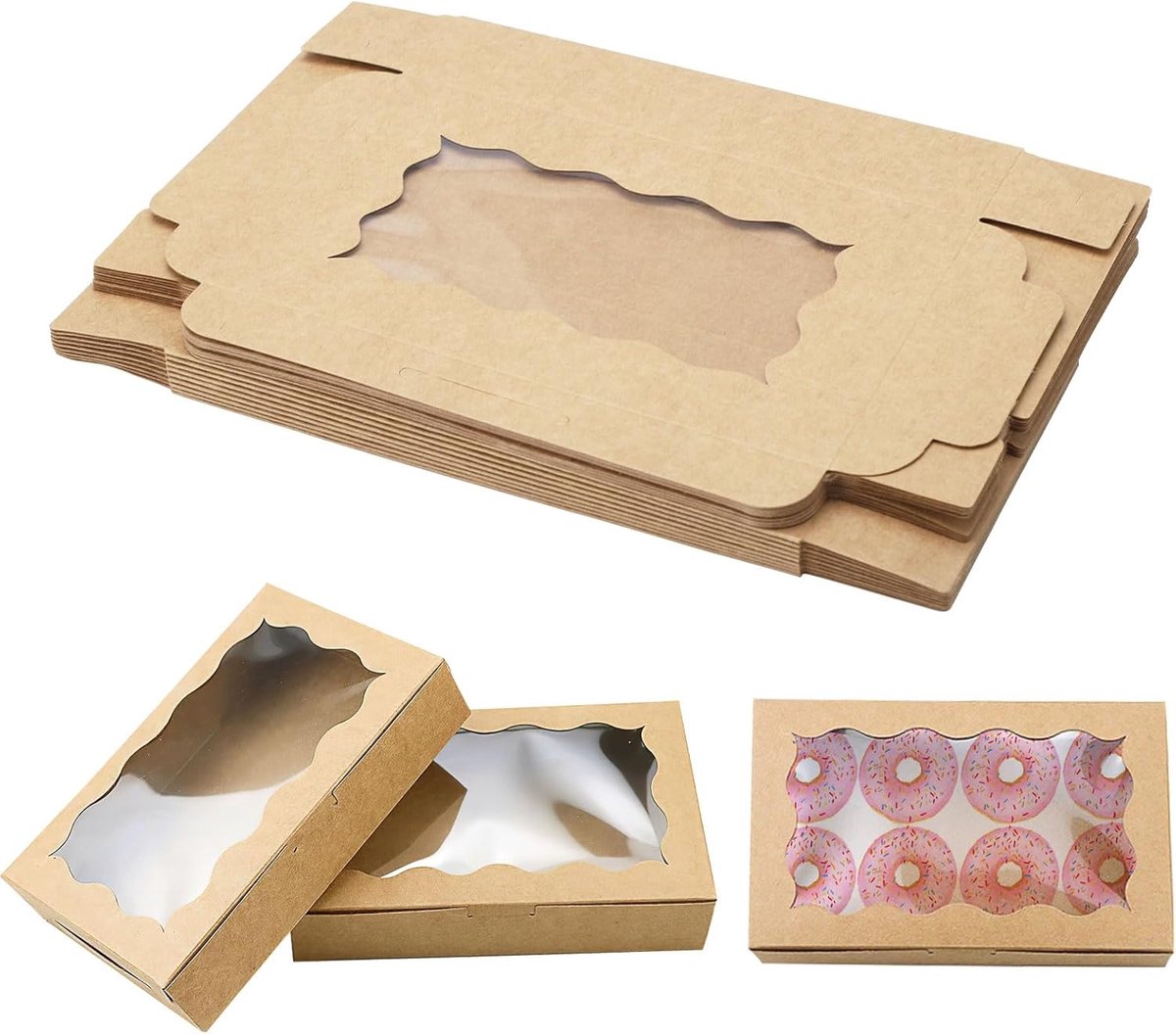 Cupcakedoosje - 17.8 x 11 x 3.8 cm - bruin - Met Tray en Venster - Gebaksdoos - Perfect Voor Cupcakes, Desserts en Meer - 30 stuks - Cupcakedozen - van Imperatoris