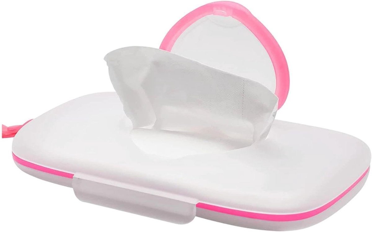 Reisdoekjes Etui - Vochtige Doekjes Houder - Babyverzorging Onderweg - Stofdicht Hartvormig - 21.5 cm Lengte - Roze