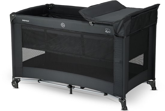 Deryan Luxe Campingbedje met Matras - Reisbedje Bodemverhoger - Zwart