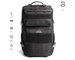 RoxPeak® TitanPack T1 - Outdoor Rugzak - 45L- Tactical Backpack – 17 Inch Laptopvak – 900D Oxford Polyester – MOLLE Systeem – Waterafstotend – Hiking, Camping & Reisrugzak – Zwart