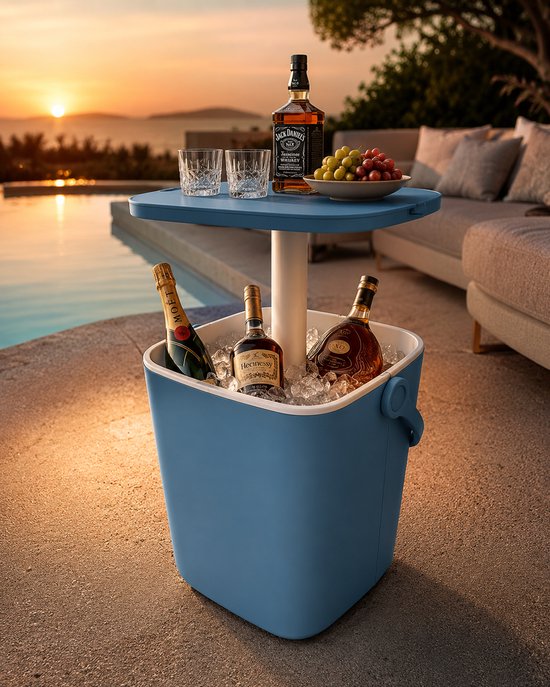 Jurrys Koeltafel - Barkoeler - Koelbox - Cocktailbar - Coolbar - Drankkoeler - Bijzettafel - Multifunctioneel - 4in1 - 15L - Blauw van Jurrys — afbeelding 2