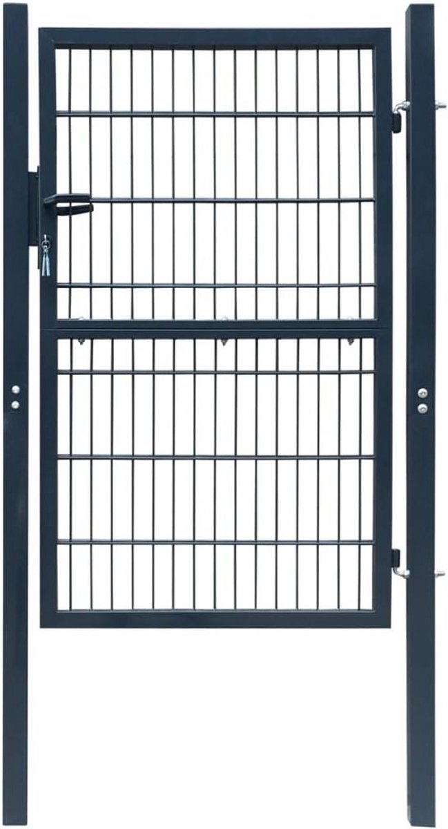 Hekpoort Enkele Deur - Tuinpoort Sierhek - Tuin Afscheiden - Poedercoating Staal - 106x230cm - Antracietgrijs