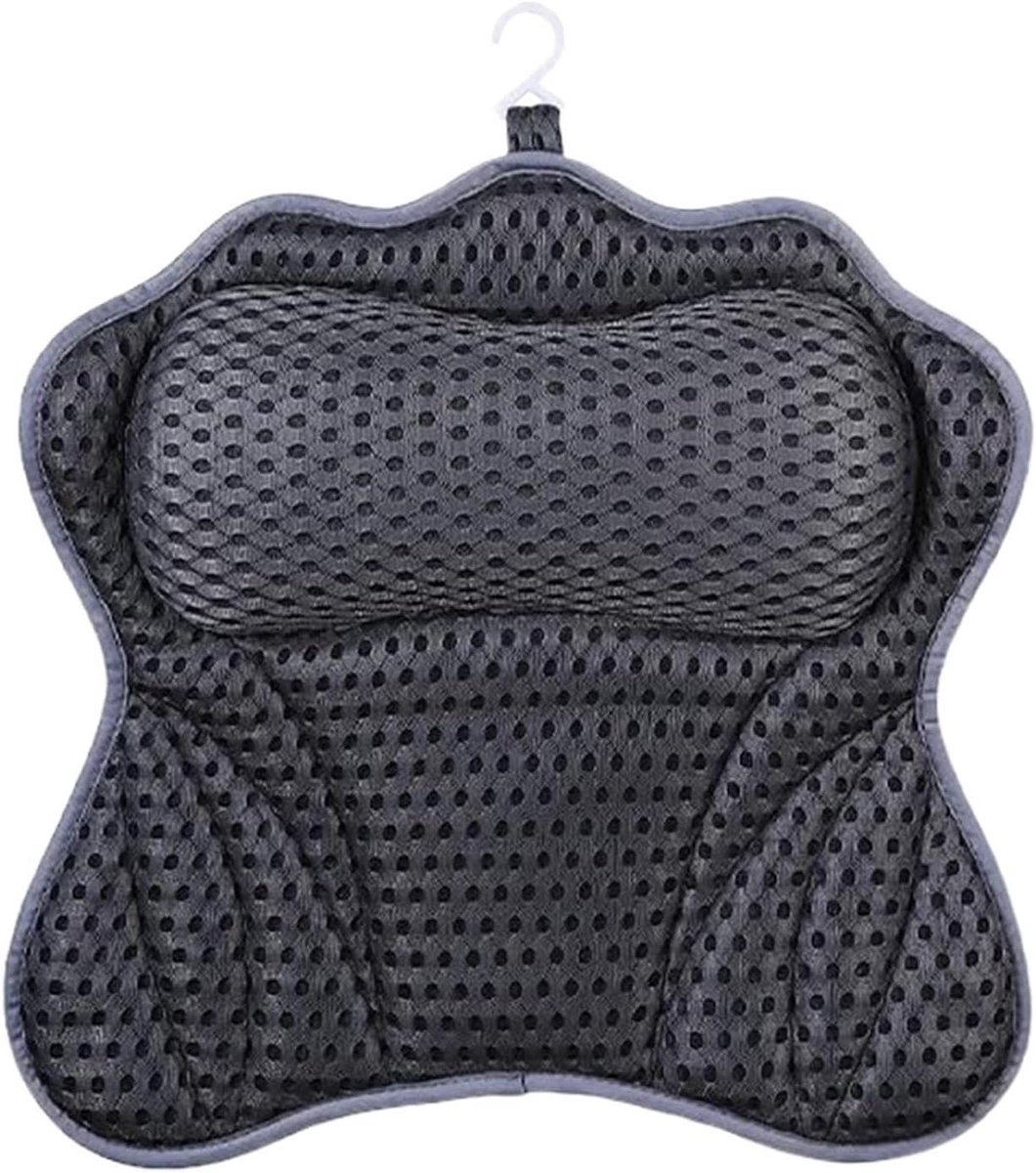 Badkussen - Nekkussen Bad - Ontspannen in Bad - 4D Air-Mesh Technologie - 47 x 42 cm - Grijs