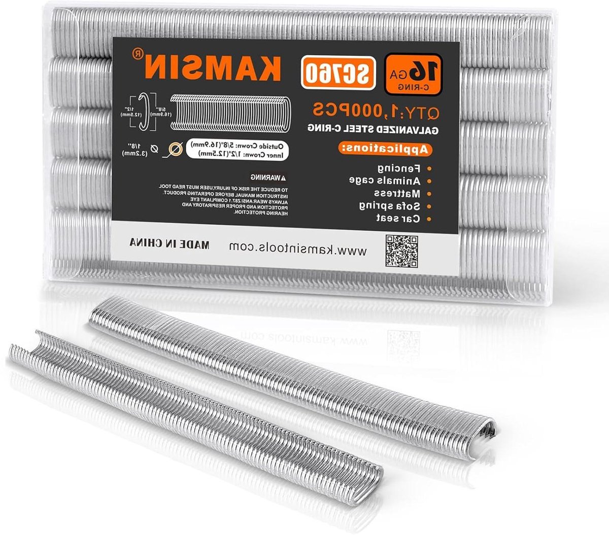 Kimsing SC760 16 gauge C-ring nietjes 1/2-inch kroon gegalvaniseerd stalen varkensringen gesoldeerd nietjes voor nietpistool 1.000 PCS/Pack (1.000 stuks (gegalvaniseerd staal))