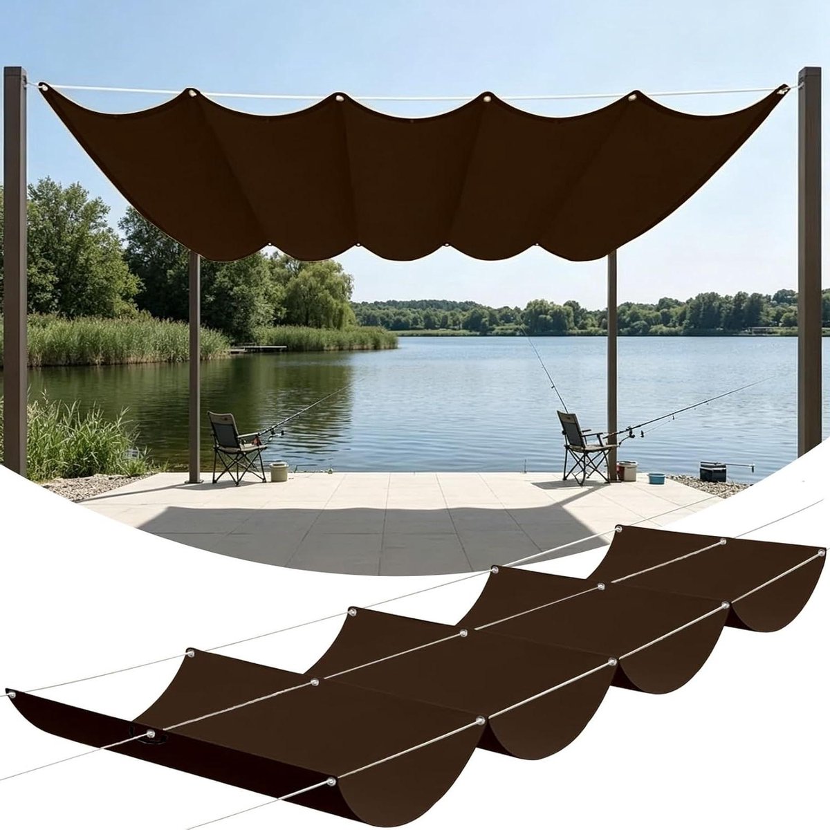 Zonnedoek - Schaduw Zeil - Buiten Leven - Waterafstotend Materiaal - 350 x 550 cm - Bruin