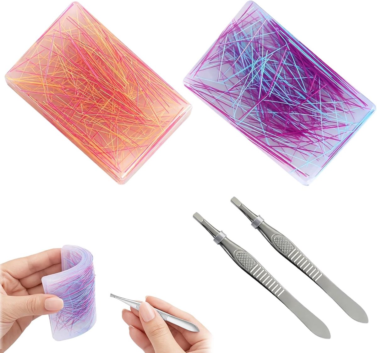 OLOEY 2-delige Fidget-set om te plukken-Sensorisch kussentje voor stressverlichting-angstbeheersing en focusondersteuning-Herbruikbare fidget-set voor volwassenen met twee kussentjes en twee pincetten