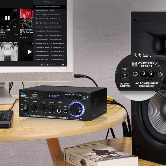 Bluetooth 5.0 Audioversterker Ontvangers - AK45 Hifi Stereo Mini Eindversterker RMS 40W 2.0 Kanaals Home Theater Audio Componenten Luidsprekers Versterker W/MIC USB RCA FM Radio — afbeelding 5