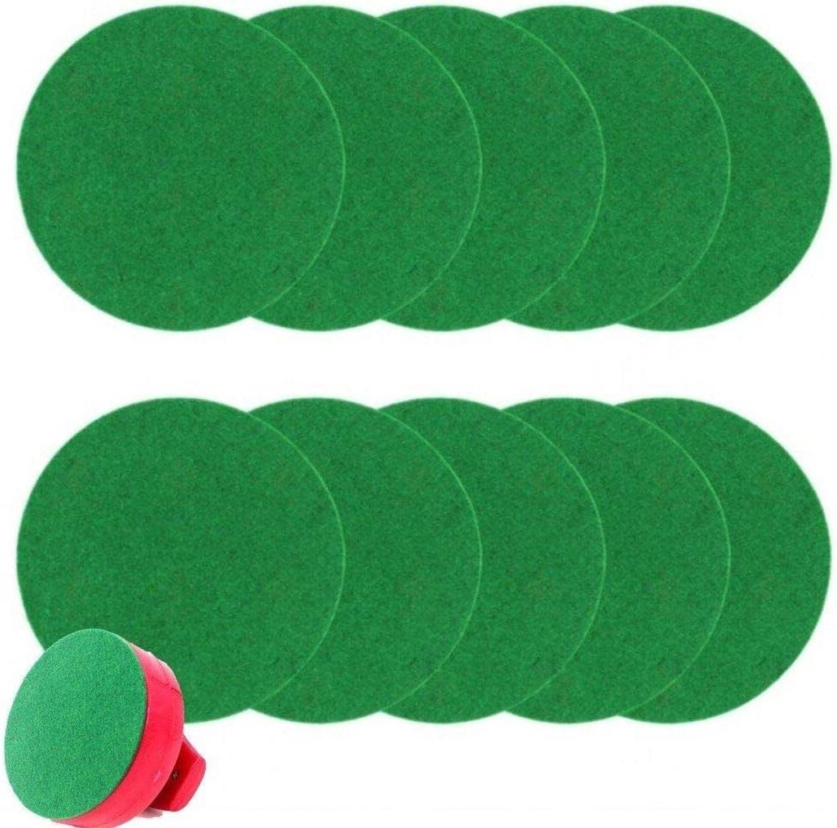 Air Hockey Vilt Pads - Pushers Vervanging - Air Hockey Spelen - Zelfklevend - 94 mm Diameter - Groen