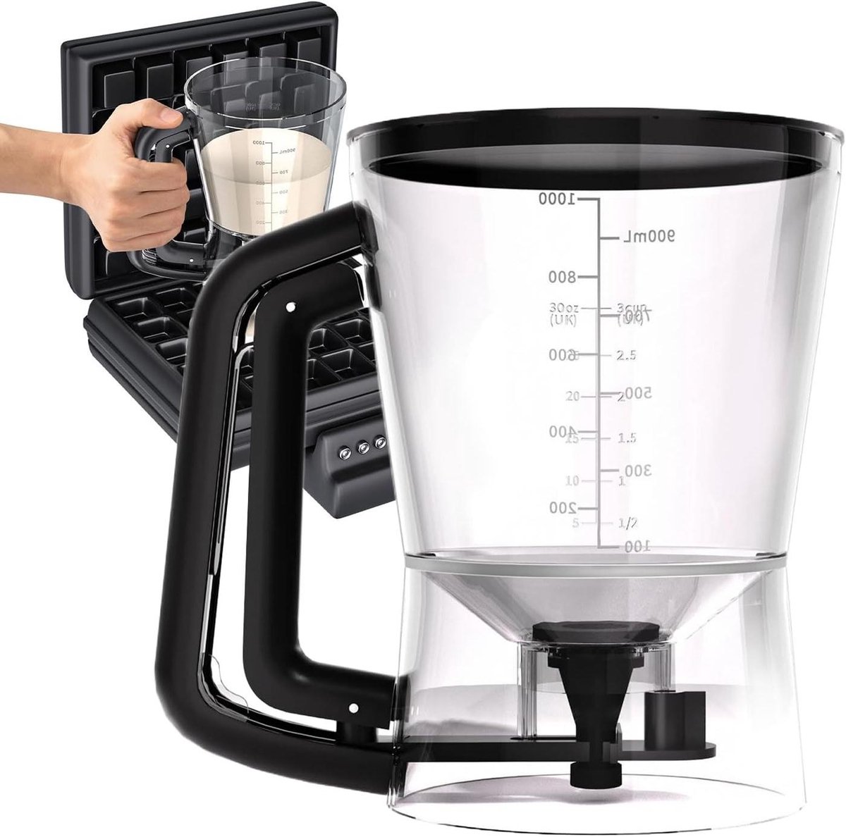 Beslag Dispenser - Fles Gieten - Bakken Maken - Eén Hand Bediening - 1 Liter - Transparant