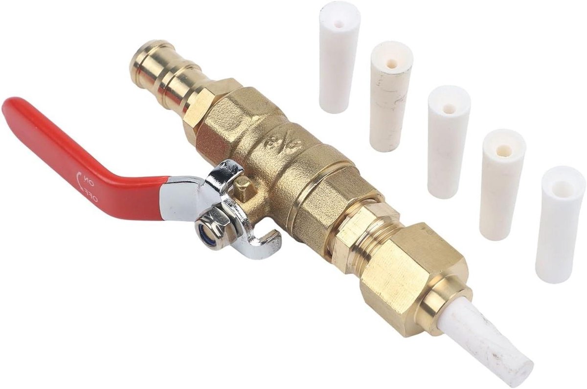 Messing Kogelkraan Zandstralen Tool Set, 5 Keramische Nozzles 2.4/2.7/3.2/3.6/5mm, Quick Connect Air voor Auto Body Reparatie en Industriële Reiniging