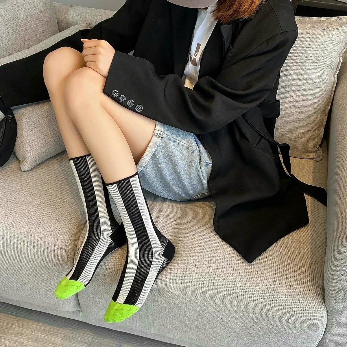Kousen 3/5 Paar - Unisex Sokken - Dagelijks Gebruik - Dubbele Naald - Mid-Calf - Gestreept